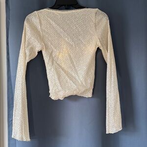 Free People Sequin Long Sleeve cropped Top